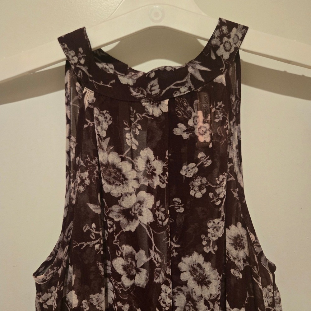 Band of Gypsies Jumpsuit Womens XS Floral Halter Wide Leg Keyhole Tie Back - Picture 3 of 11